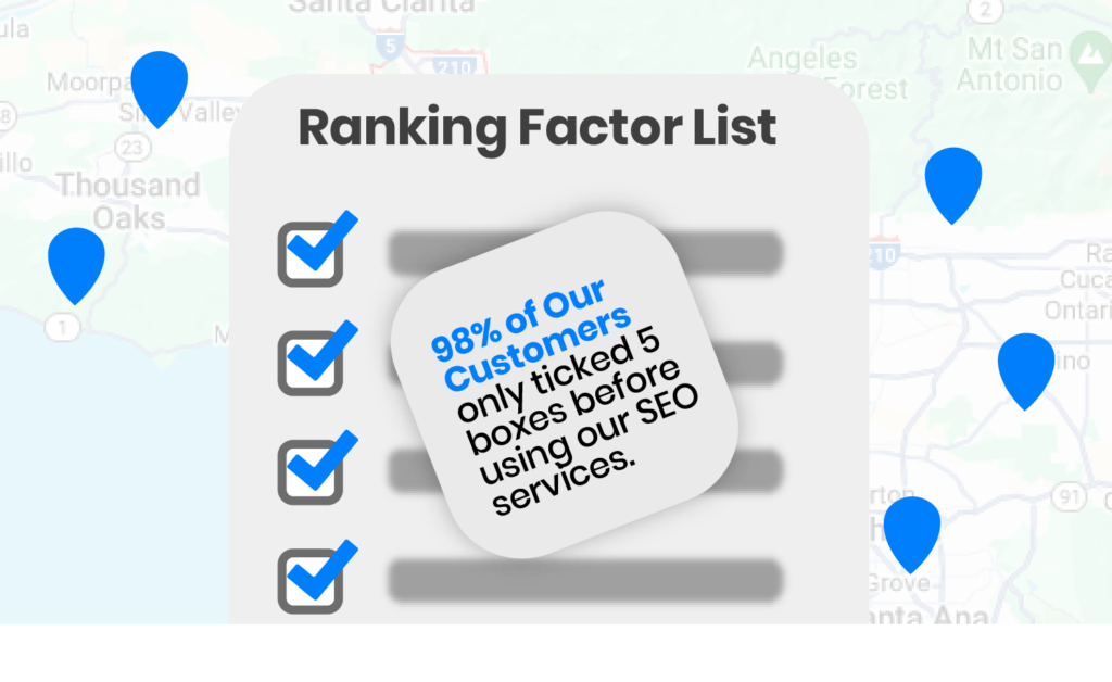 Ranking factor list image for local service based businesses.
